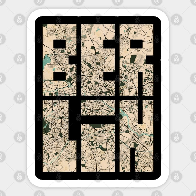 Berlin, Germany City Map Typography - Vintage Sticker by deMAP Studio